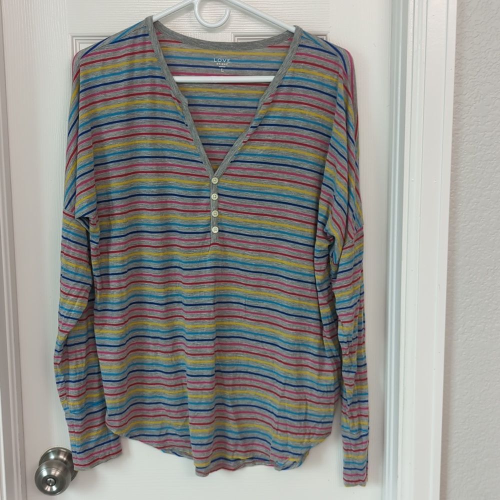 Gap Love by Gap striped long sleeve shirt size L